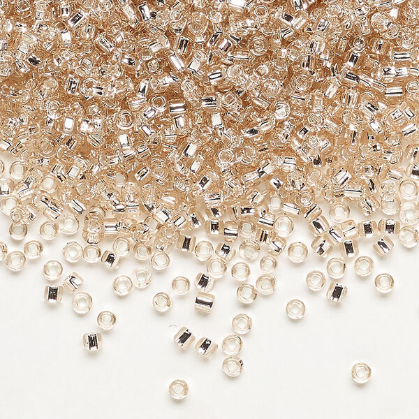 Seed bead, Dyna-Mites™, glass, pkg/40g, #11 round, transparent silver-lined light pink, (69:SR 11/0 SR). image number 0