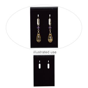 Earring card, flocked plastic, black, 3x2-inch rectangle, for leverback earrings. Sold per pkg of 25.