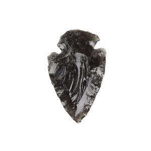 Black obsidian 1pkg1, hand-knapped undrilled arrowhead focal natural 26x15mm-32x19mm