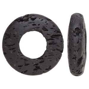 Lava rock 1pkg2, undrilled donut focal 30mm