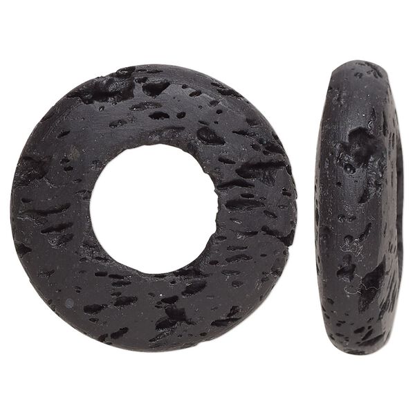 Lava rock 1pkg2, undrilled donut focal 30mm image number 0