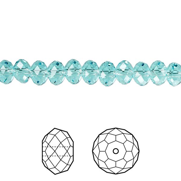Bead 12pk light turquoise, Crystal Passions® 6x4mm rondelle 5040 image number 0
