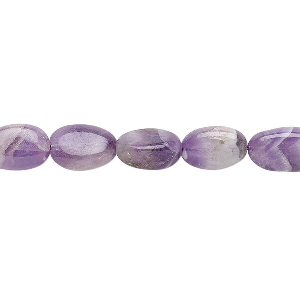 Banded amethyst 1pkg1, hand-cut flat oval bead natural 13 inch 9x7mm-12x8mm image number 0