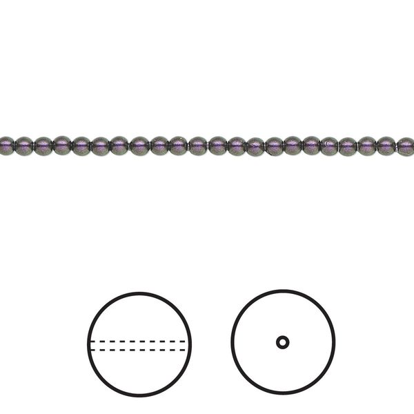 Pearl 100pk iridescent purple, Crystal Passions® 2mm round 5810 image number 0