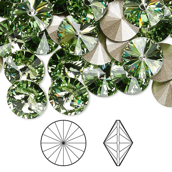 Chaton 48pk peridot foil back, Crystal Passions® 10.54-10.91mm rivoli SS47 1122 image number 0