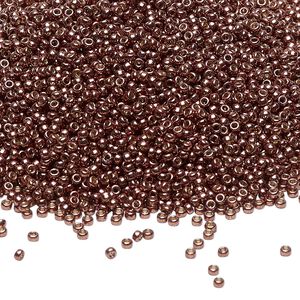 Seed bead, Miyuki, glass, pkg/250g, #15 rocaille, Duracoat® opaque galvanized bronze, (RR-4213).
