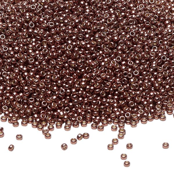 Seed bead, Miyuki, glass, pkg/250g, #15 rocaille, Duracoat® opaque galvanized bronze, (RR-4213). image number 0