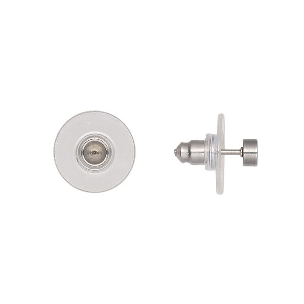 Earstud, Almost Instant Jewelry®, acrylic and stainless steel, clear, 4mm with PP24 chaton setting. Sold per pkg of 4 pairs. image number 0