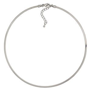 Neckwire, stainless steel, 2.6mm flat, 15 inches with 1-1/2 inch extender chain and lobster claw clasp. Sold individually.