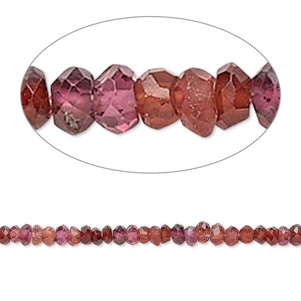 Garnet 1pkg1, hand-cut faceted rondelle bead natural 14 inch 2x1mm-3x2mm image number 0