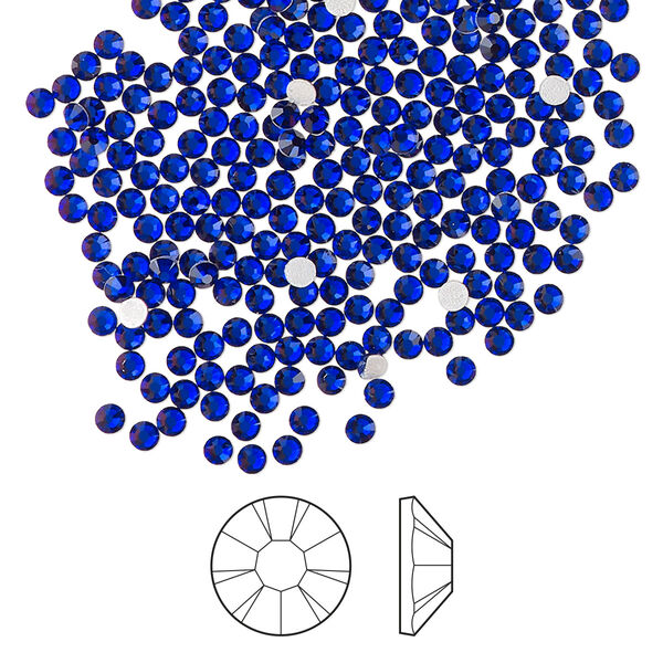 Flat back 144pk cobalt blue foil back, Preciosa MAXIMA Czech crystal hotfix rhinestone 1.9-2.1mm chaton rose round SS6 image number 0