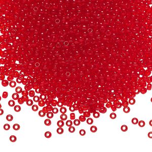 Seed bead, Preciosa Ornela Czech glass, pkg/50g, #11 rocaille, transparent red, (90070).