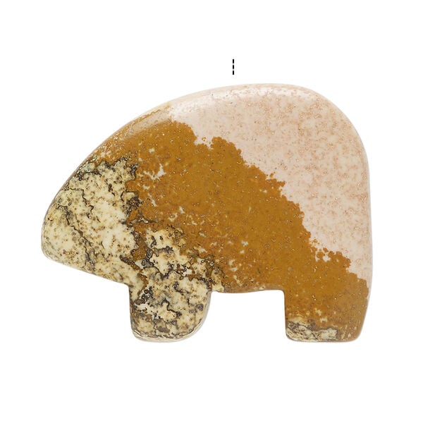Picture jasper 1pkg1, half-drilled Zuni-style bear focal natural, 34x24mm-38x29mm image number 2
