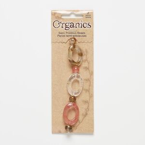 Bead, tigerskin glass, 8-9mm round and 25x18mm open oval with 15x9mm center hole. Sold per pkg of 7.