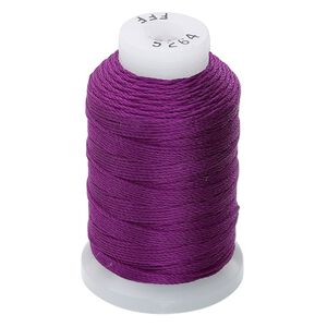 Thread, Purely Silk™, 3-ply, plum, size FFF. Sold per 92-yard spool.