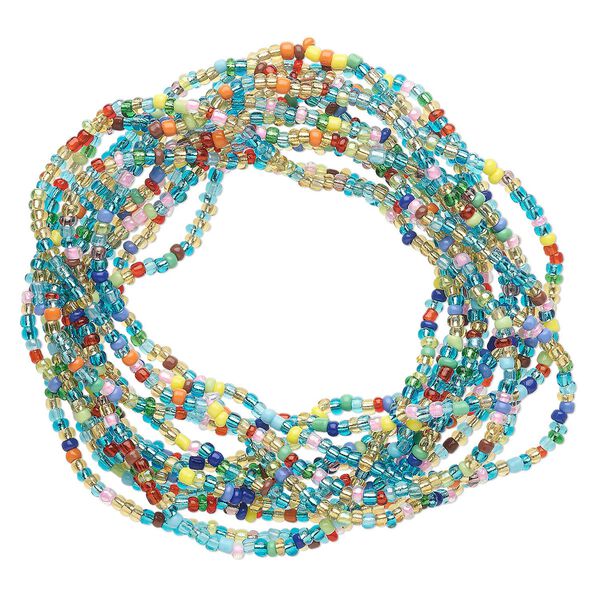 Bracelet, stretch, glass, multicolored, 3mm wide, 7 inches. Sold per pkg of 12. image number 0