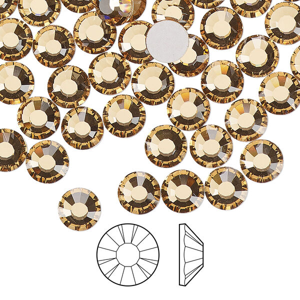 Flat back 24pk light Colorado topaz foil back, Preciosa MAXIMA Czech crystal rhinestone 6.3-6.5mm chaton rose round SS30 image number 0