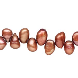 Freshwater pearl 1pkg1, flat-sided potato C grade, 14 inch 6x5mm-10x7mm antique red cultured