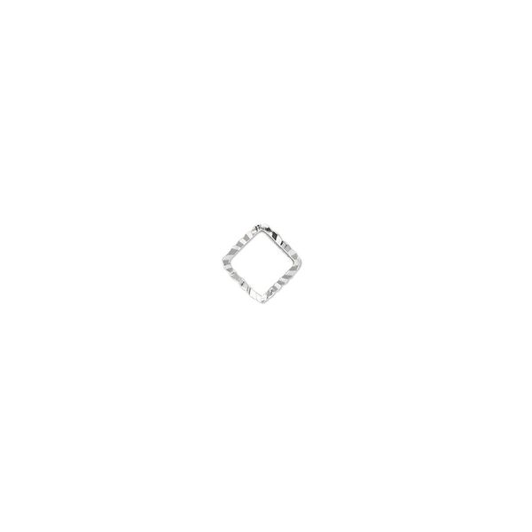 Component, silver-plated brass, 5mm single-sided diamond-cut open square, 1.3mm thick. Sold per pkg of 100. image number 0