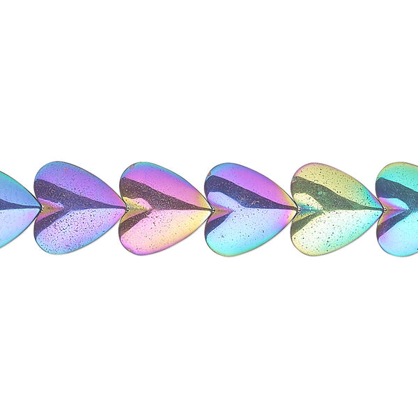 Bead, Hemalyke™ (manmade), rainbow, 10mm heart. Sold per 16-inch strand. image number 0