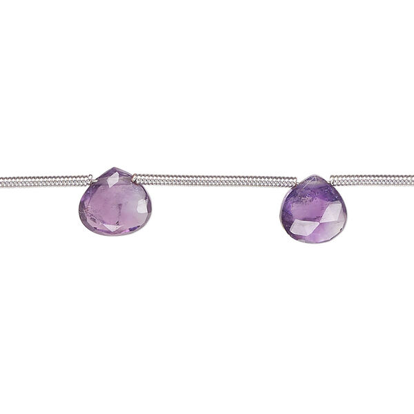 Amethyst 1pkg8, hand-cut top-drilled faceted puffed teardrop bead natural B grade, 8mm-10x9mm image number 0