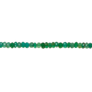 Green onyx 1pkg1, hand-cut faceted rondelle bead, 14 inch 3x2mm-4x3mm