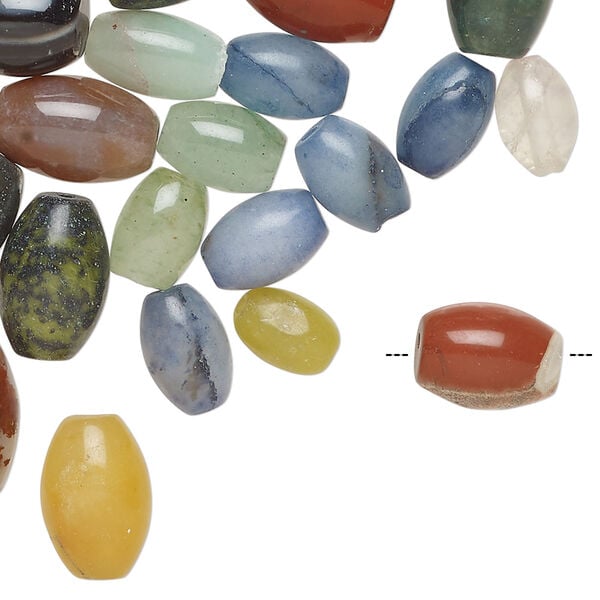 Multi-gemstone 1pkg2oz, oval bead mix 8x6mm-14x10mm image number 1