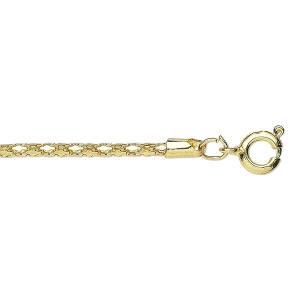 Chain, gold-plated steel, 1.9mm rounded diamond, 18 inches with springring clasp. Sold per pkg of 10. image number 0