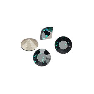 Chaton 144pk emerald foil back, Preciosa MAXIMA Czech crystal rhinestone 8.16-8.41mm 15-cut faceted round SS39