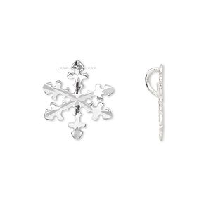 Charm, sterling silver, 16mm single-sided diamond-cut snowflake. Sold per pkg of 2.