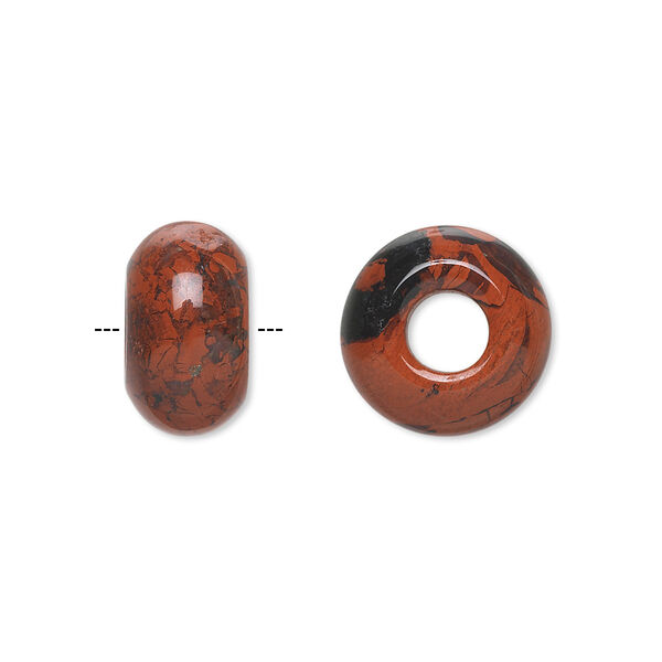 Bead, Dione®, brecciated jasper (natural), 14x8mm rondelle, B grade, Mohs hardness 6-1/2 to 7. Sold per pkg of 2. image number 0