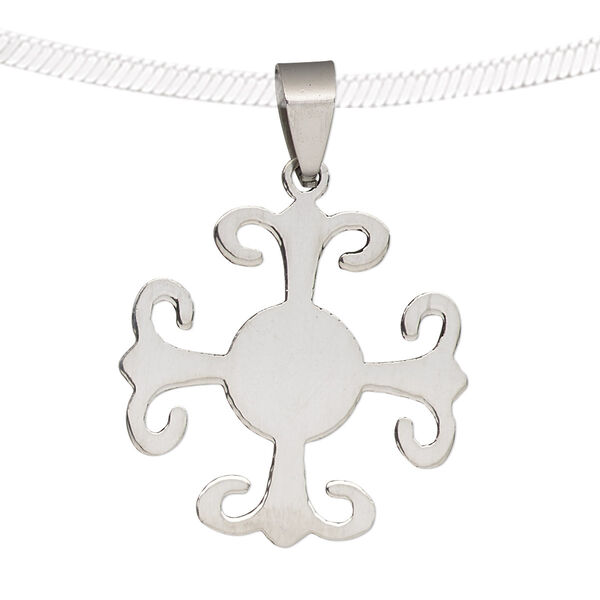 Pendant, stainless steel, 31x27mm. Sold individually. image number 0