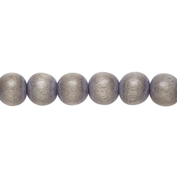 Bead, Taiwanese cheesewood (dyed / waxed), grey, 7-8mm round. Sold per pkg of (2) 15-1/2" to 16" strands. image number 0