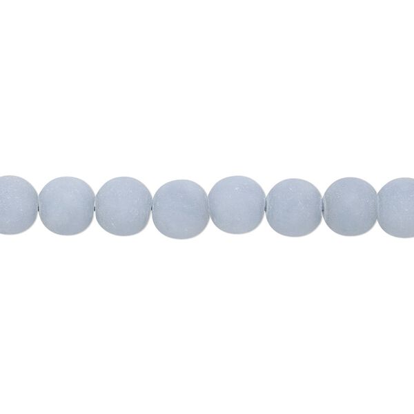 Angelite 1pkg1, matte round bead natural 8 inch 6mm image number 0