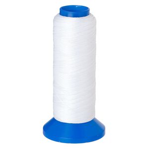 Cord, Griffin, nylon, white, 0.3mm, 8.3-pound test. Sold per 600-meter spool.