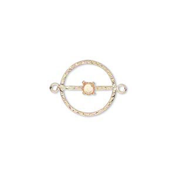 Link, 14Kt gold-filled, 14mm textured flat round with 4mm round setting. Sold individually. image number 0