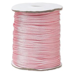 Cord, Satinique™, satin, pink, 1.5mm small. Sold per 400-foot spool.