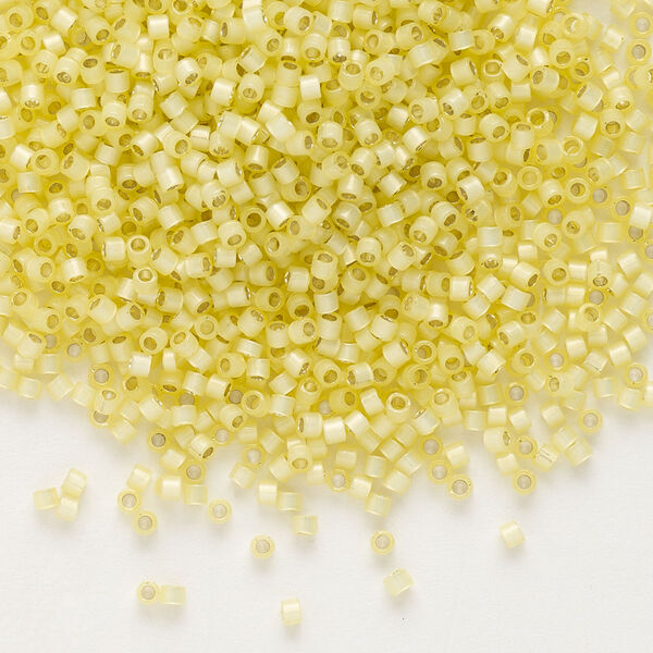 Seed bead, Delica®, glass, pkg/50g, #11 round, translucent silver-lined jonquil (DB-0623). image number 0