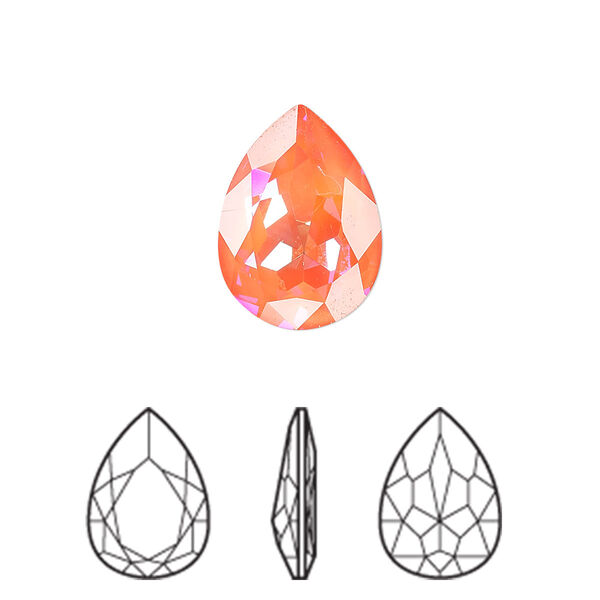 Fancy stone 1pk crystal ultra orange AB, Crystal Passions® 18x13mm pear 4320 image number 0