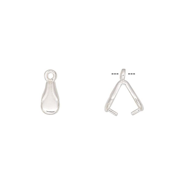 Bail, JBB Findings, ice-pick, sterling silver, 9x4mm teardrop with 6mm grip length. Sold individually. image number 0