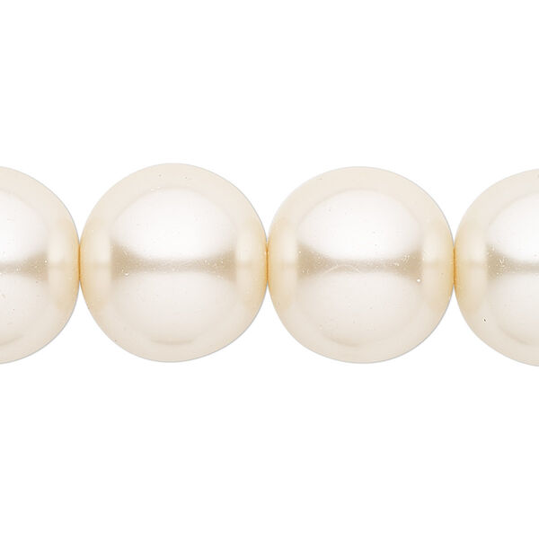 Bead, glass pearl, light peach, 16mm round. Sold per 16-inch strand. image number 0