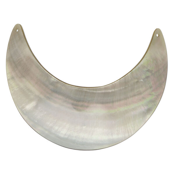Connector, black lip shell (natural), 60 x 50mm hand-cut moon. Mohs hardness 3-1/2. Sold individually. image number 0