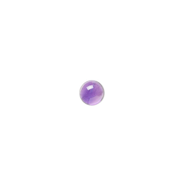 Cabochon, amethyst (natural), 6mm hand-cut calibrated round, B grade, Mohs hardness 7. Sold per pkg of 6. image number 0