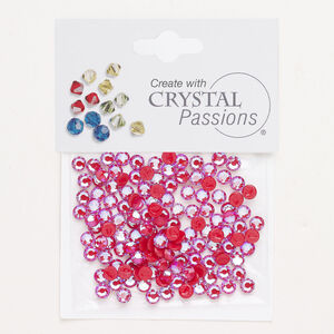 Flat back 1pkg144 royal red foil back, Crystal Passions&reg; rhinestone 3.80-4.00mm hotfix round SS16