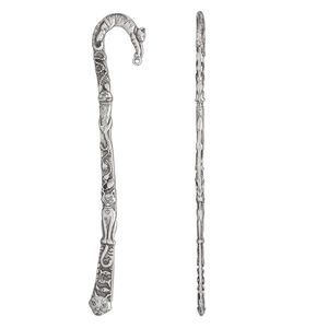 Bookmark, antiqued pewter (tin-based alloy), 5-1/2 inches with double-sided cat design and loop. Sold individually.