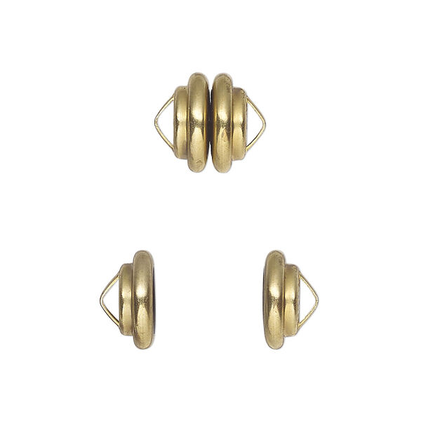 Clasp, Mag-Lok®, magnetic, brass, 10.8x7.7mm rondelle. Sold per pkg of 12. image number 0