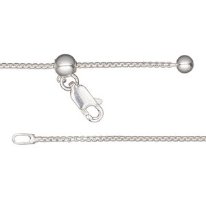 Chain 1pkg1 sterling silver box, 1.2mm / lobster claw clasp, Gossamer™ adjustable 16-24 inch