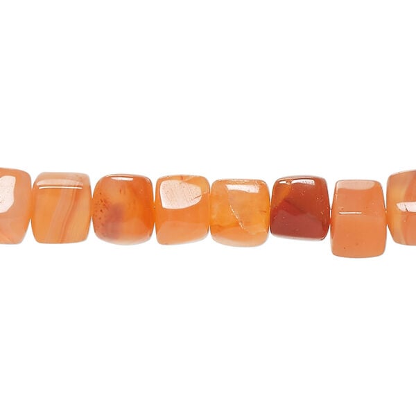Carnelian / red agate 1pkg1, hand-cut cube bead, 12 inch 6-8mm image number 0