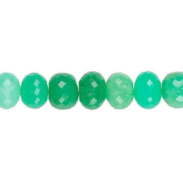 Chrysoprase 1pkg1, hand-cut faceted rondelle bead natural 8 inch graduated 6x3mm-9x6mm image number 0