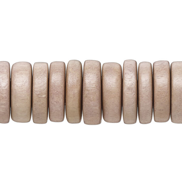 Bead, Taiwanese cheesewood (dyed / waxed), beige, 15x4mm rondelle. Sold per 8-inch strand, approximately 45 beads. image number 0
